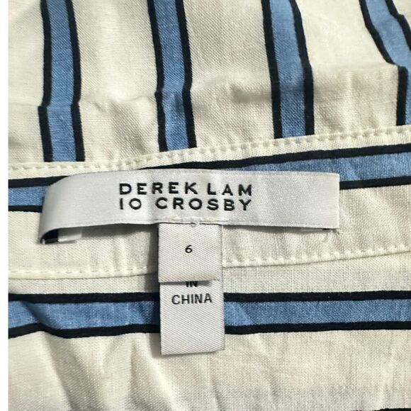 Derek Lam 10 Crosby Shirt Dress Women's 6‎ White Blue  Striped Tie Waist Mini - Picture 7 of 15